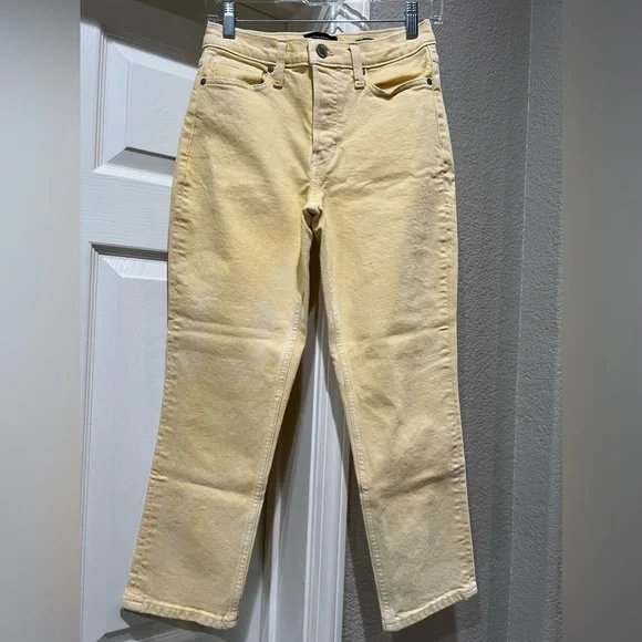 Banana Republic Jeans Nwot Banana Republic Premium Denimhigh Rise Straight Yellow Jeans Poshmark
